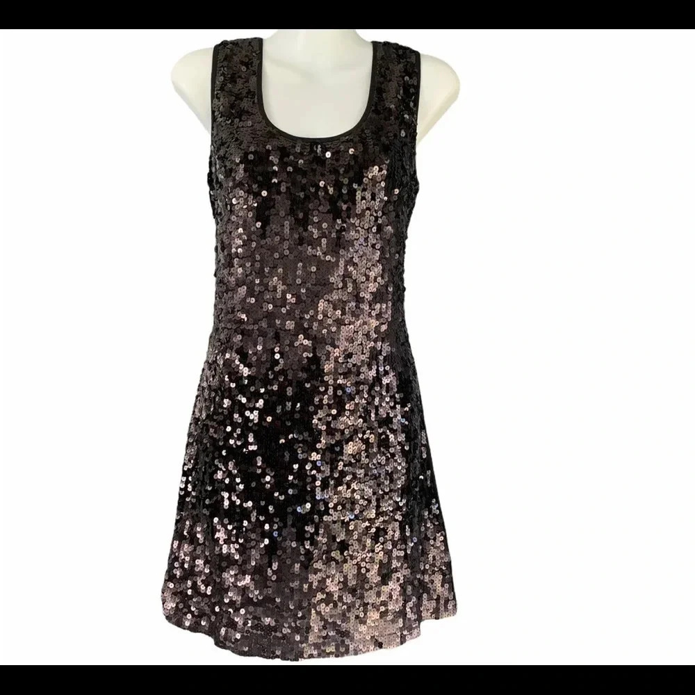 Available Sleeveless Sequin Front/Mesh Dress